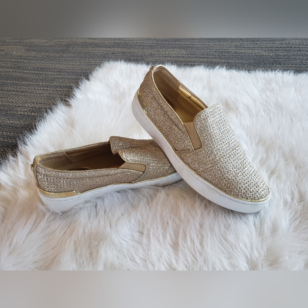 Michael Kors Gold Glitter Slip On Shoes